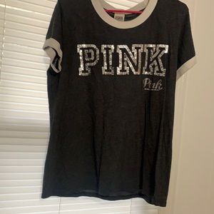 Pink Victoria’s Secret large dart grey tshirt